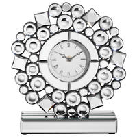 TISCHUHR Schwarz, Silberfarben 25/28/8 cm  - Silberfarben/Schwarz, Glas/Holzwerkstoff (25/28/8cm) - Ambia Home