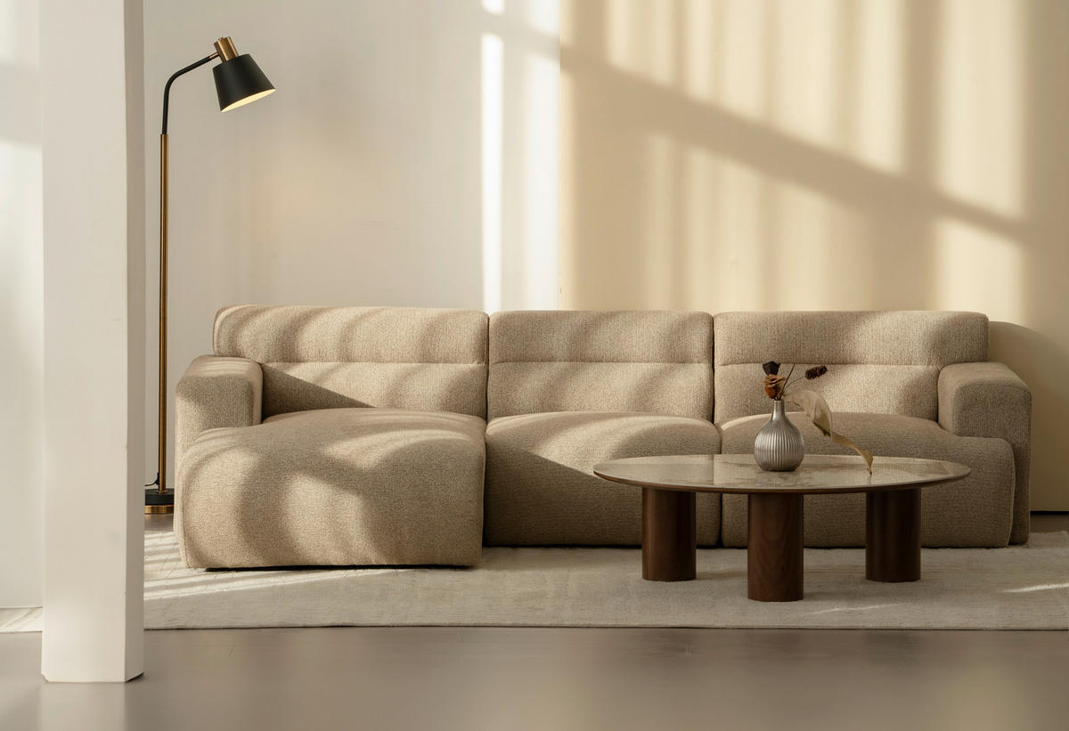 ECKSOFA Taupe Leinenoptik  - Taupe, Design, Holz/Textil (260/68/156cm) - P & B