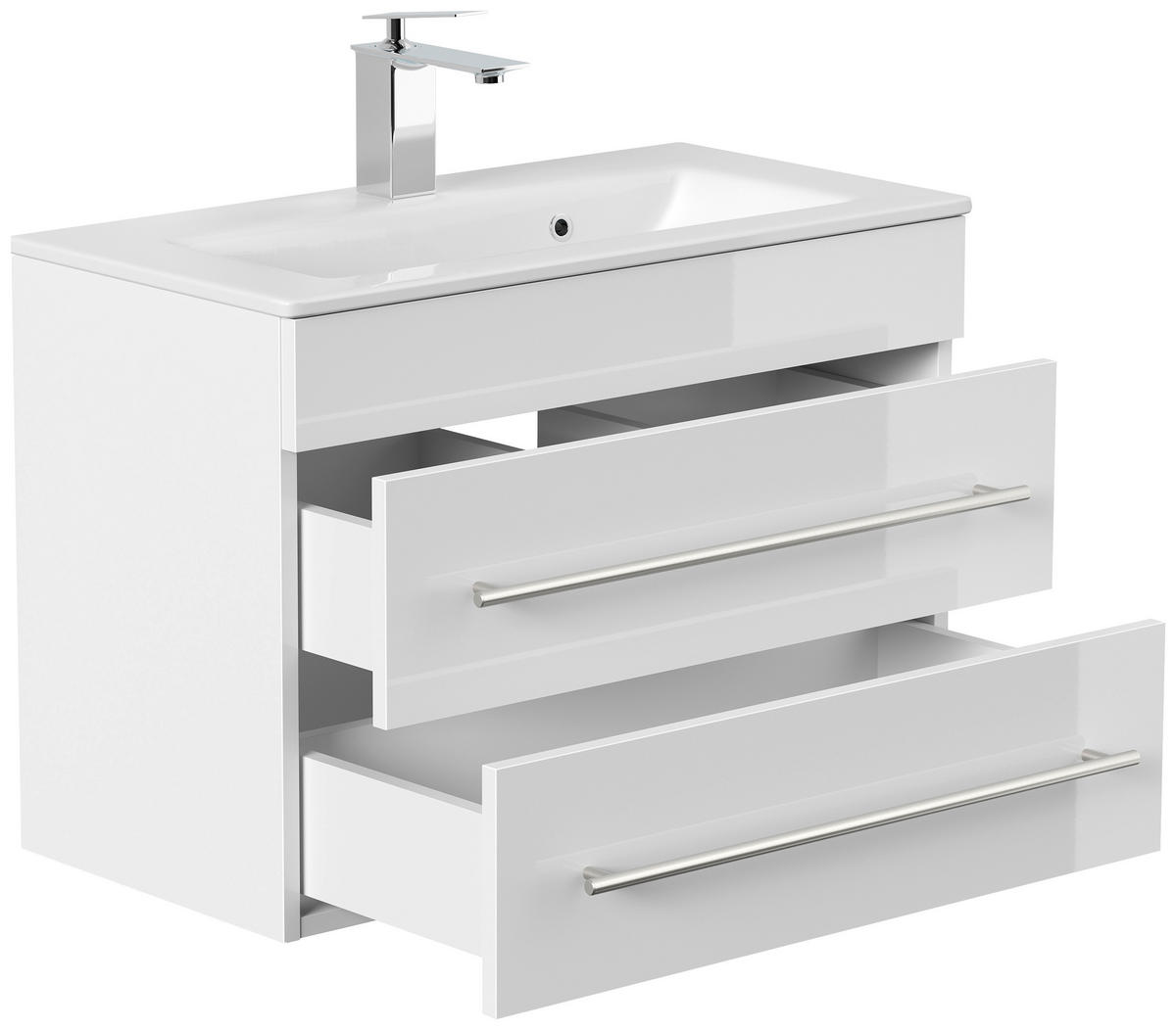BADEZIMMER  in 70,4 cm  - Weiß Hochglanz/Silberfarben, MODERN, Keramik/Holzwerkstoff (70,4cm) - MID.YOU