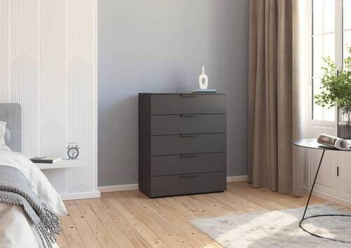 KOMÓD 80/100/42 cm  - grafitszürke/fekete, Modern, műanyag/faalapú anyag (80/100/42cm) - Rauch Möbel