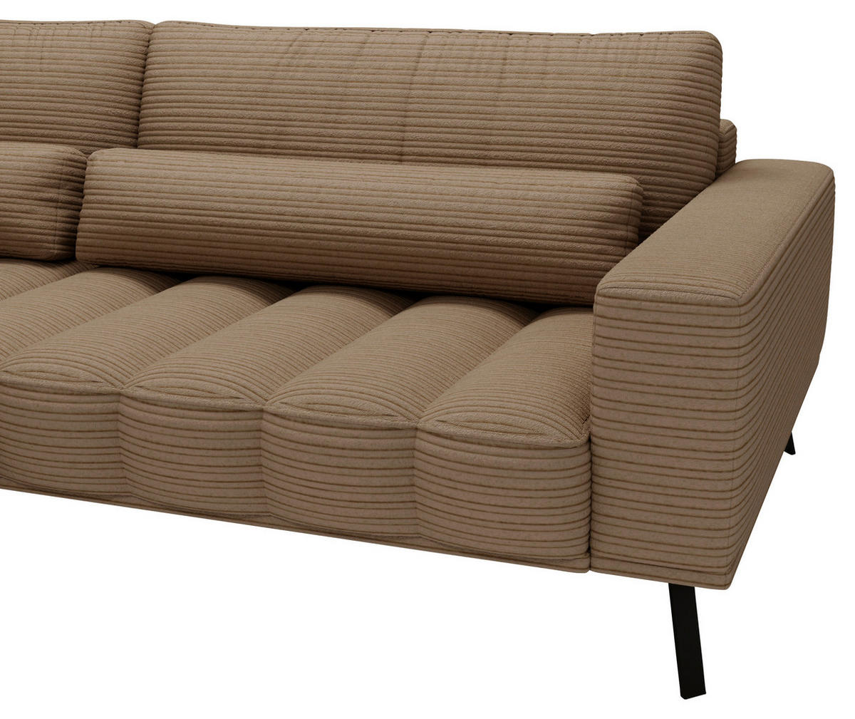 ECKSOFA in Cord Braun  - Schwarz/Braun, Design, Textil/Metall (204/291cm) - Lomoco