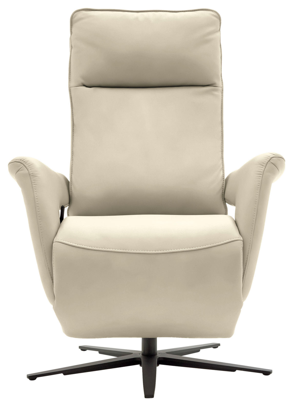 RELAXSESSEL in Leder Creme, Naturfarben  - Creme/Schwarz, Design, Leder/Metall (83/116/87cm) - Valdera