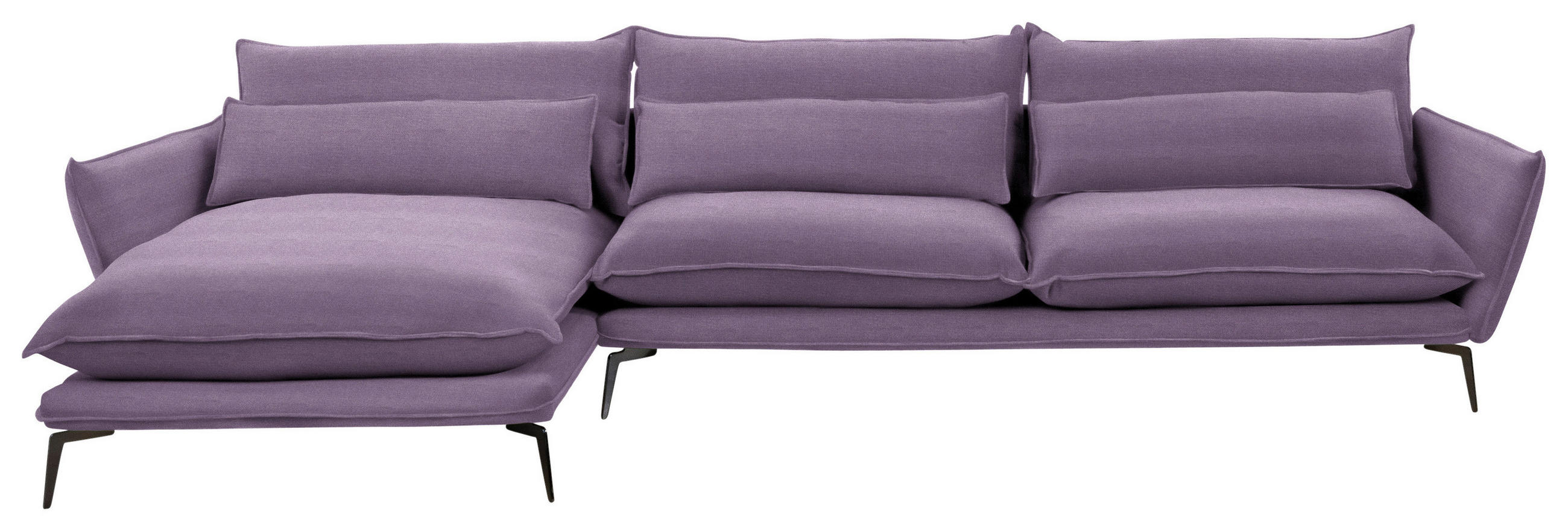 ECKSOFA Violett Webstoff  - Violett/Schwarz, Design, Textil/Metall (165/338cm) - Livetastic