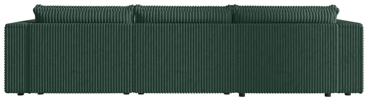 ECKSOFA Dunkelgrün Cord Zierkissen, Rückenkissen, Schlaffunktion, Rücken echt  - Dunkelgrün/Schwarz, MODERN, Kunststoff/Textil (350/168cm) - Xora