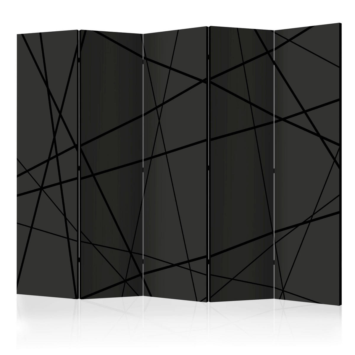PARAVENT mit 5  Flügel - Anthrazit/Schwarz, Basics, Holz/Textil (225/172/3cm) - artgeist