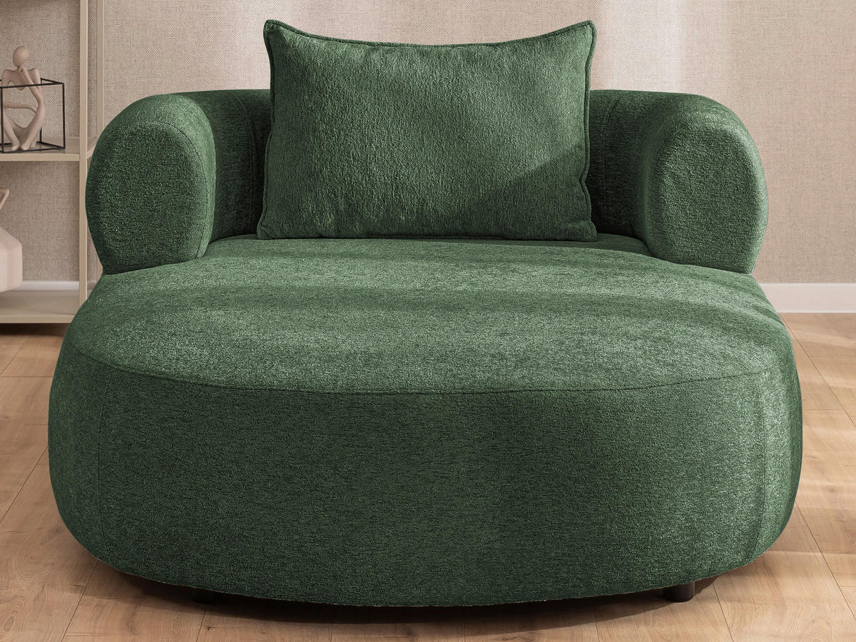 XXL-SESSEL Chenille Grün    - Schwarz/Grün, Design, Kunststoff/Textil (122/76/156cm) - Livetastic