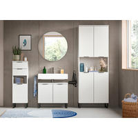 BADEZIMMER 4-teilig  in 175 cm  - Schwarz/Weiß, MODERN, Holzwerkstoff/Metall (175cm) - MID.YOU