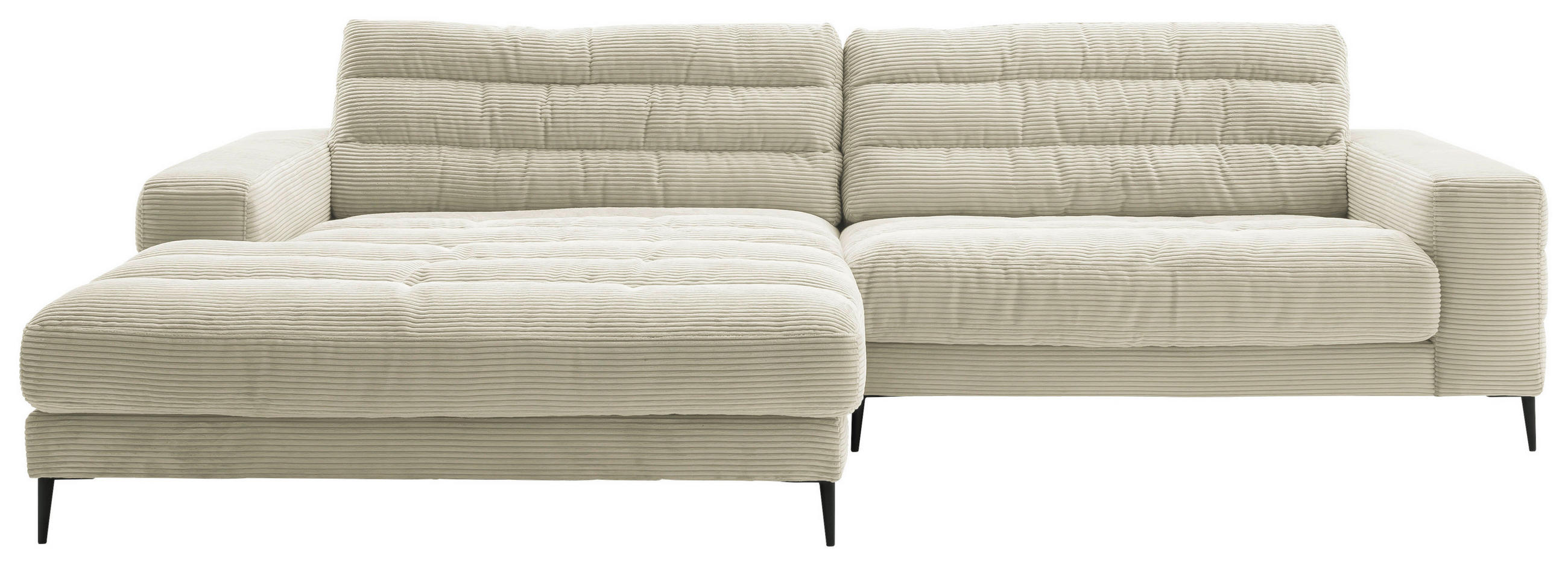 ECKSOFA Ottomane links  Naturfarben Cord  - Schwarz/Naturfarben, Design, Textil/Metall (207/296cm) - Dieter Knoll