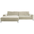 ECKSOFA Ottomane links  Naturfarben Cord  - Schwarz/Naturfarben, Design, Textil/Metall (207/296cm) - Dieter Knoll