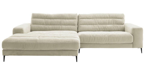 ECKSOFA Ottomane links  Naturfarben Cord  - Schwarz/Naturfarben, Design, Textil/Metall (207/296cm) - Dieter Knoll