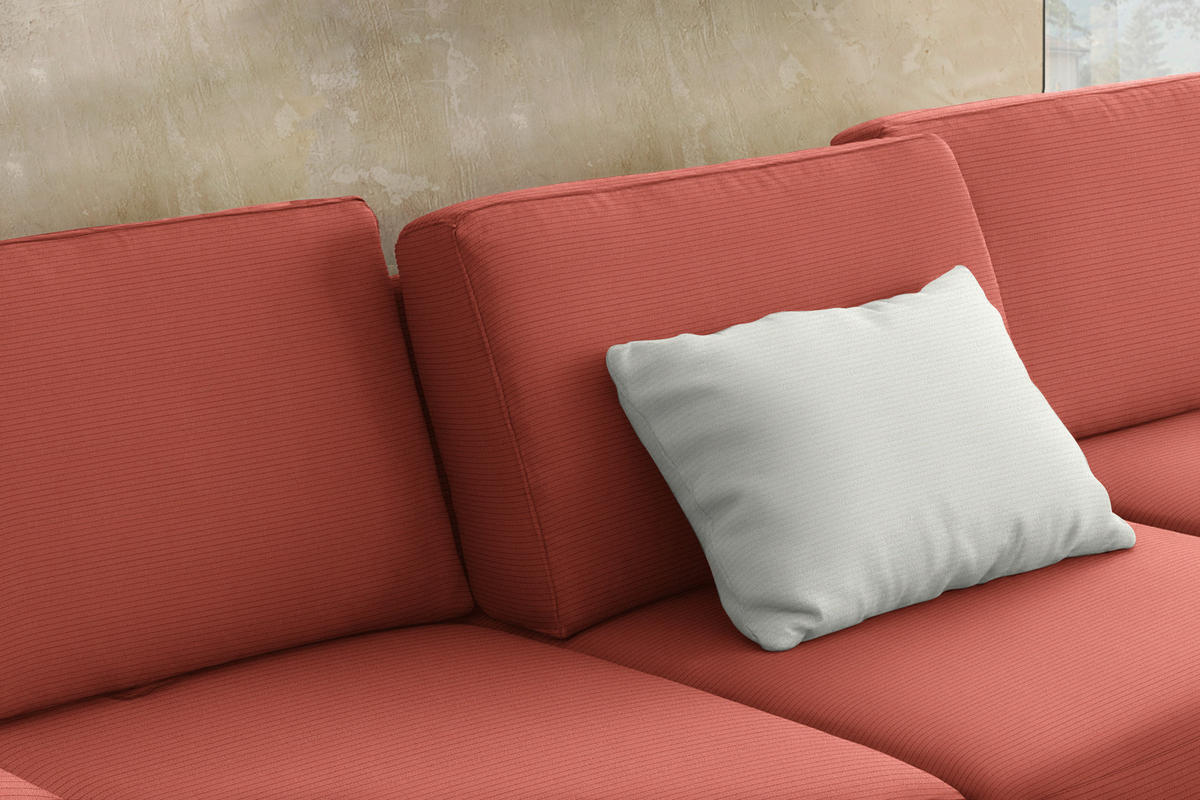 ECKSOFA Cord Koralle  - Koralle/Schwarz, Design, Textil/Metall (298/185cm) - Pure Home Lifestyle