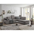 ECKSOFA in Mikrovelours Hellgrau  - Hellgrau/Schwarz, KONVENTIONELL, Kunststoff/Textil (265/217cm) - Carryhome