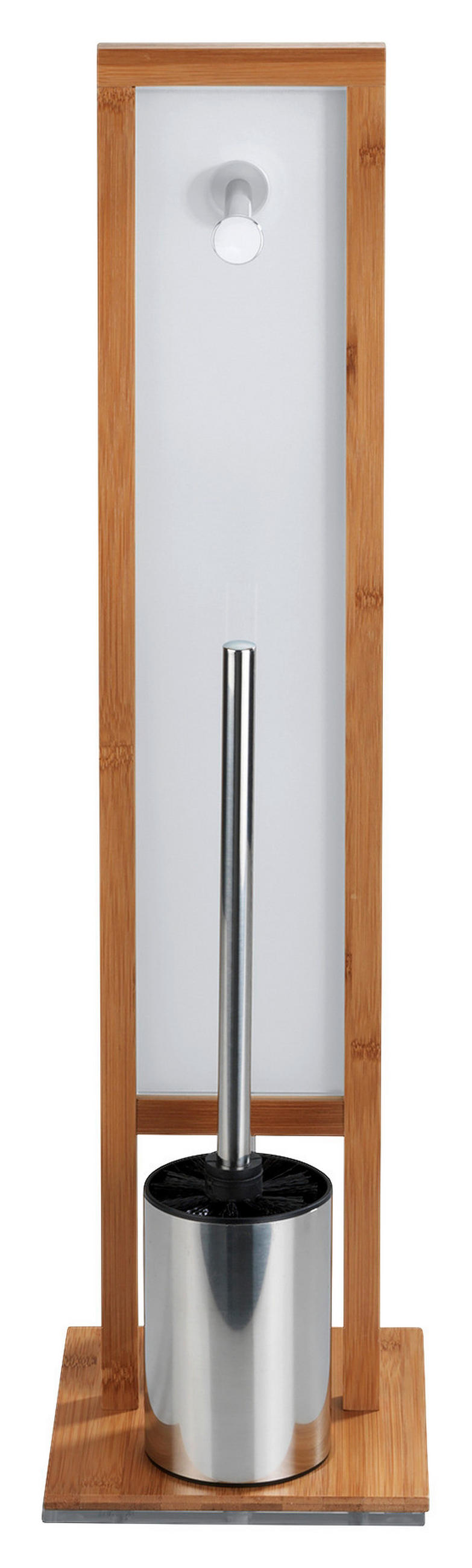 GARNITURĂ DE PERIE PENTRU WC in  plastic   - alb/culoare crom, Basics, plastic/sticlă (23/70/18cm) - Wenko