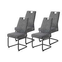 SCHWINGSTUHL-SET 4 Stück  in Stahl Webstoff  - Anthrazit/Schwarz, MODERN, Textil/Metall (47/100/64cm) - P & B