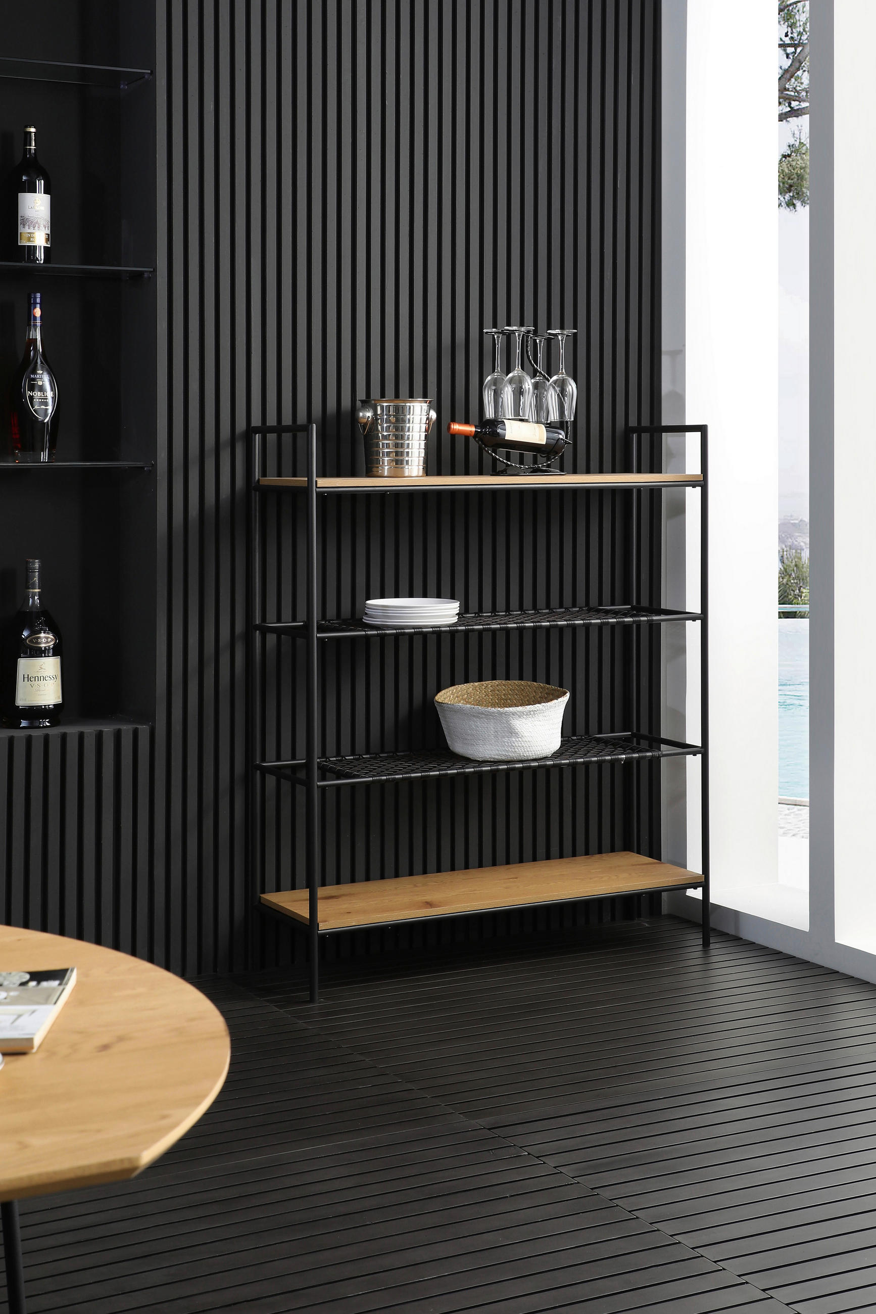 REGAL Naturfarben, Schwarz  - Schwarz/Naturfarben, Design, Holzwerkstoff/Kunststoff (110/129/34cm) - Livetastic
