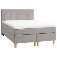 BOXSPRINGBETT 140/200 cm  in Grau  - Buchefarben/Grau, Basics, Holz/Textil (140/200cm) - Boxxx