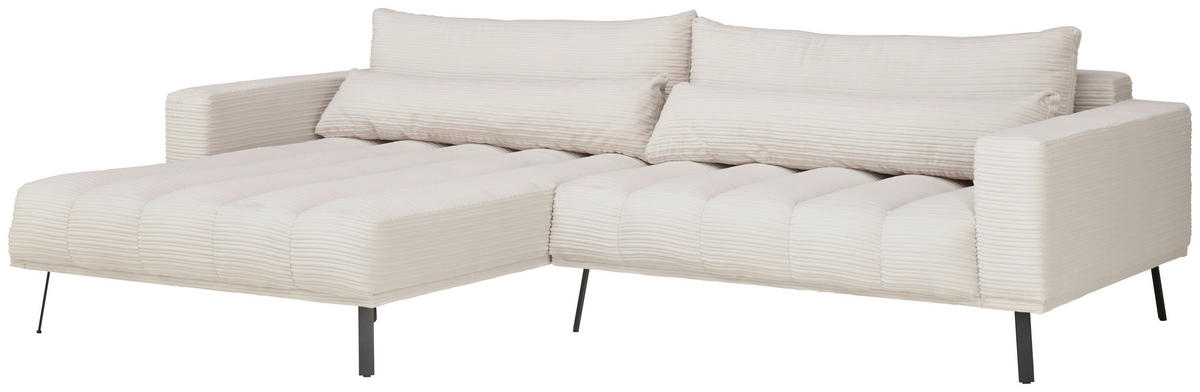 ECKSOFA Beige Cord  - Beige/Schwarz, Design, Textil/Metall (204/291cm) - Lomoco