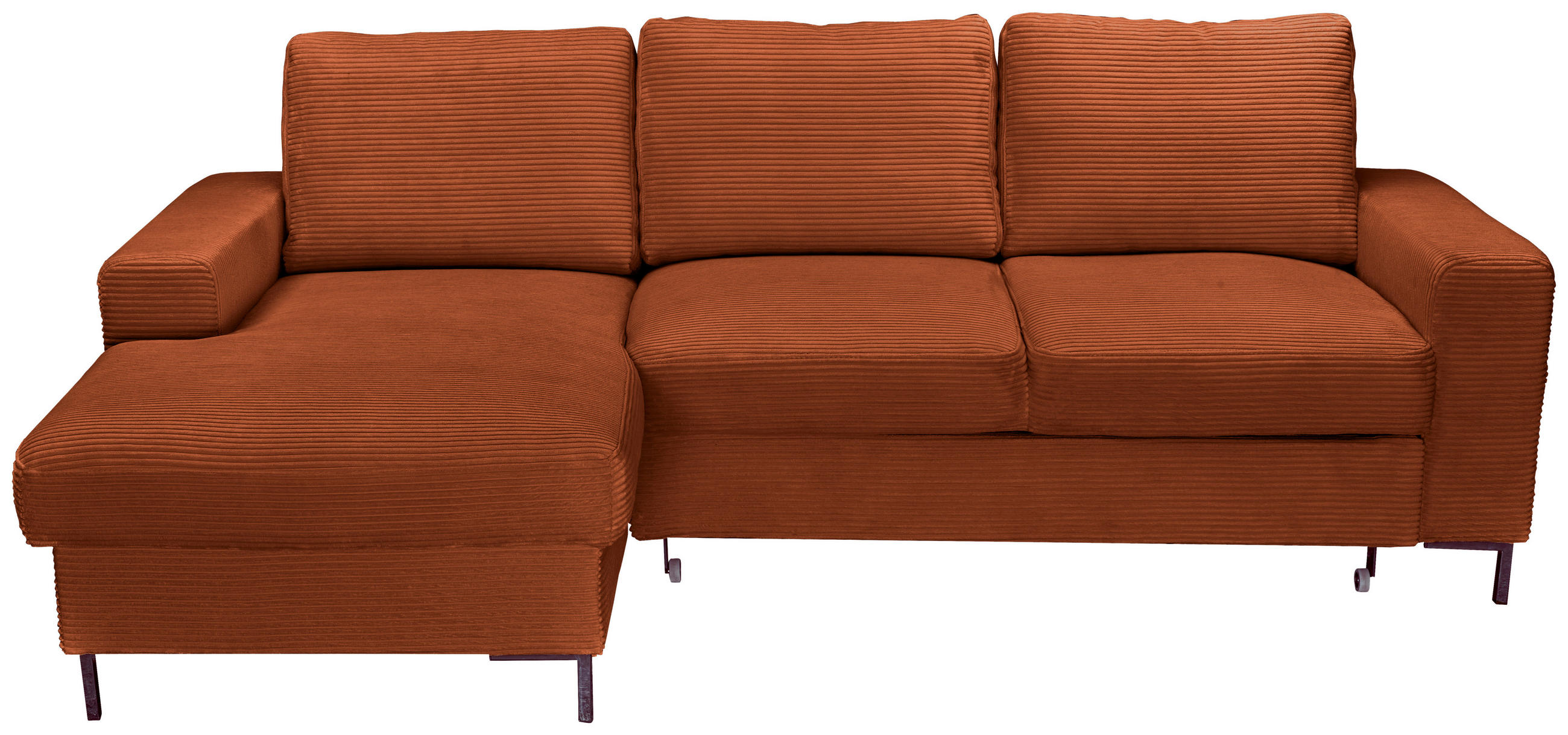 ECKSOFA Rostfarben Cord  - Rostfarben/Schwarz, KONVENTIONELL, Textil/Metall (150/240cm) - Carryhome