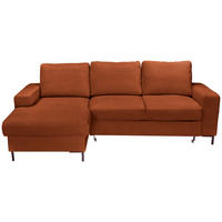 ECKSOFA Rostfarben Cord  - Rostfarben/Schwarz, KONVENTIONELL, Textil/Metall (150/240cm) - Carryhome