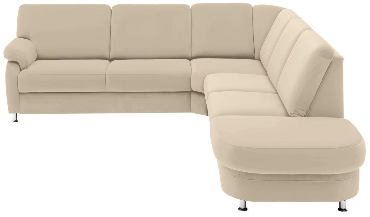 ECKSOFA Flachgewebe Sandfarben  - Sandfarben/Alufarben, Konventionell, Textil/Metall (269/287cm) - Beldomo System