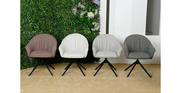 ARMLEHNSTUHL  Sitzfläche 360° drehbar, automatische Rückholfunktion Webstoff  - Creme/Schwarz, Design, Textil/Metall (66/83/64cm) - Novel