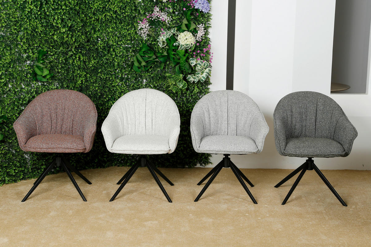 ARMLEHNSTUHL  Sitzfläche 360° drehbar, automatische Rückholfunktion Webstoff  - Creme/Schwarz, Design, Textil/Metall (66/83/64cm) - Novel