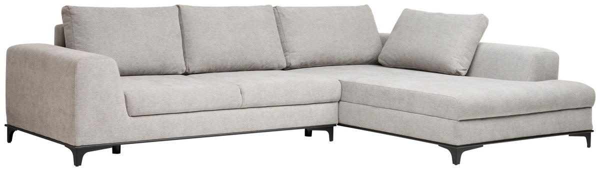 ECKSOFA in Webstoff Grau  - Schwarz/Grau, Design, Textil/Metall (314/211cm) - Stylife