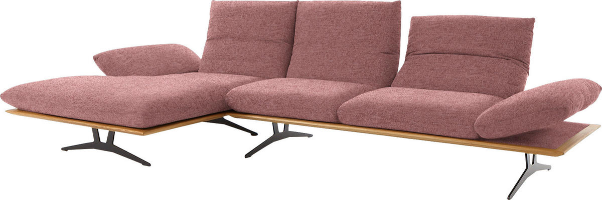 ECKSOFA in Flachgewebe Altrosa  - Schwarz/Altrosa, Design, Holz/Textil (159/314cm) - Dieter Knoll