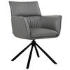 ARMLEHNSTUHL  Sitzfläche 360° drehbar, automatische Rückholfunktion  Echtleder  - Schwarz/Grau, MODERN, Leder/Metall (64/90,5/64,5cm) - Livetastic