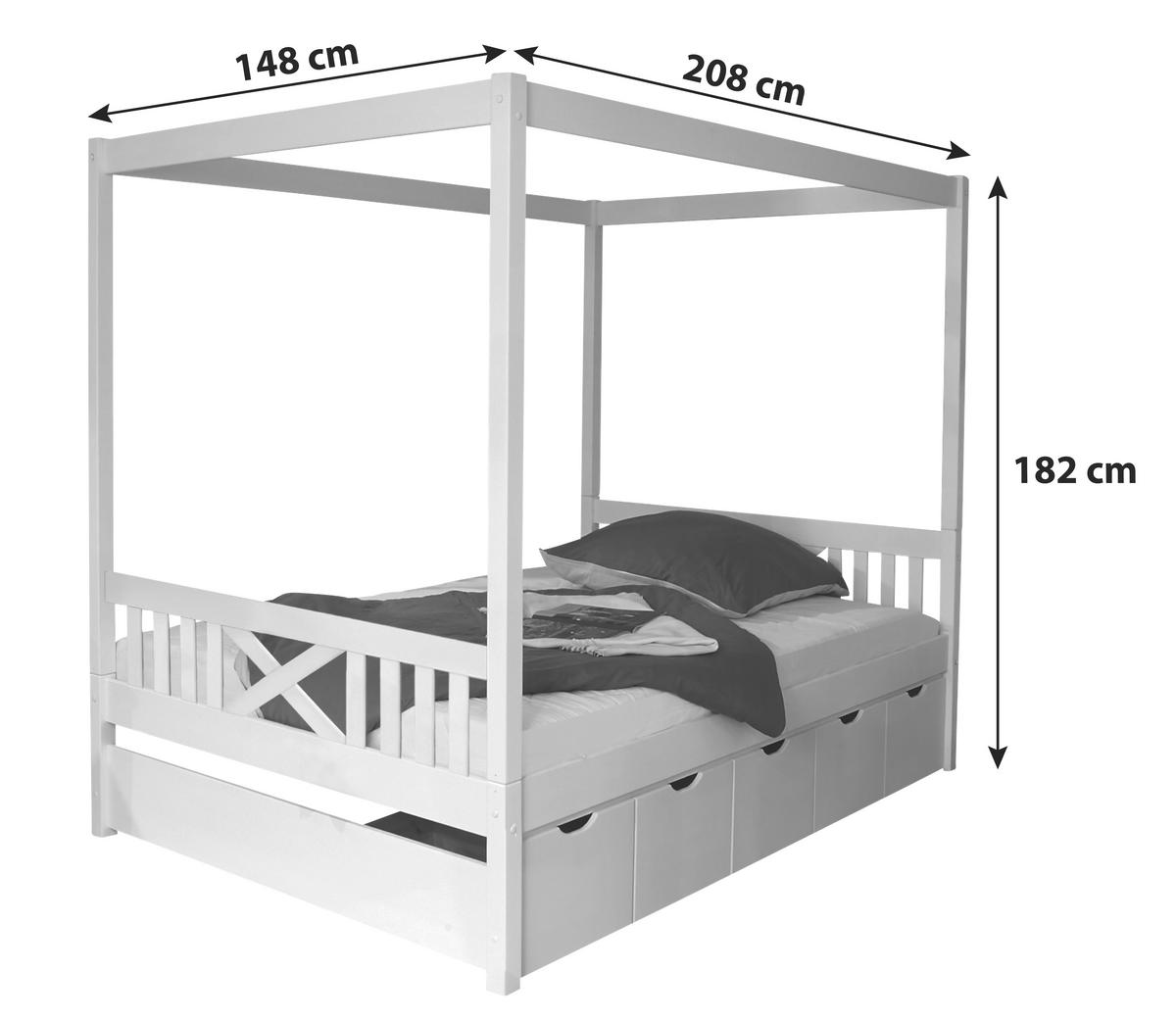 HIMMELBETT 140/200 cm  in Weiß  - Weiß, MODERN, Holz (140/200cm) - MID.YOU