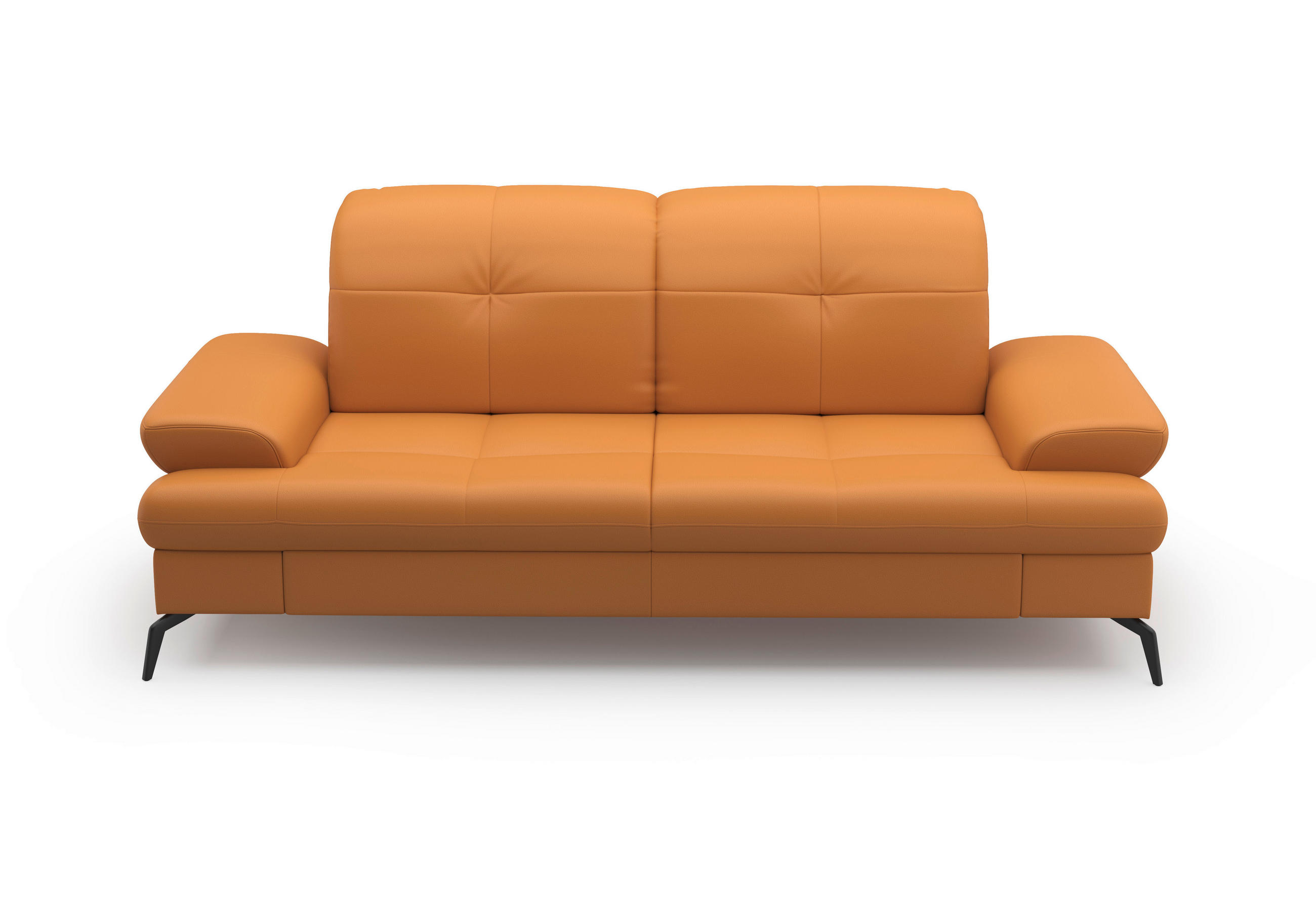 2,5-SITZER in Echtleder Currygelb - Currygelb/Schwarz, Konventionell, Leder/Metall (202/90/122cm) - Sit & More