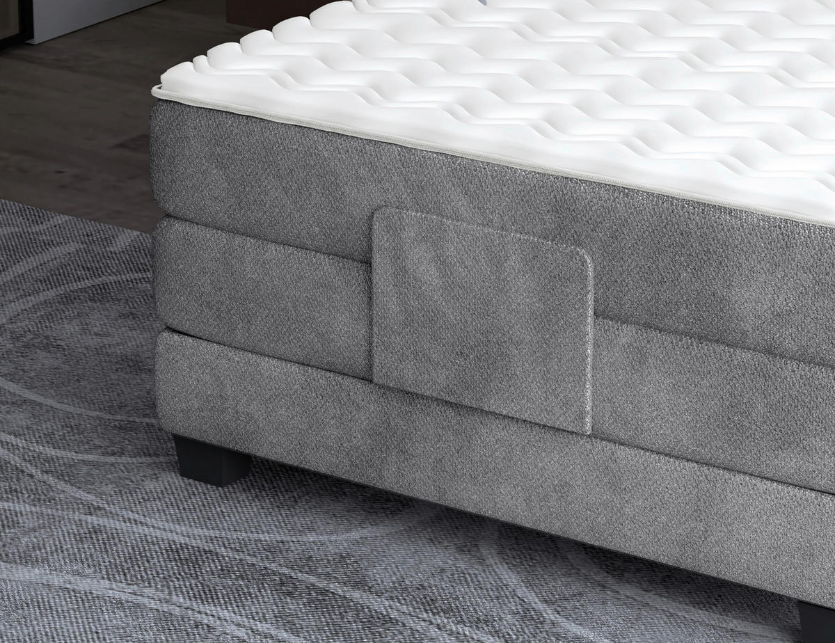 BOXSPRINGBETT 120/200 cm,  in Anthrazit, Matratze, Topper, motorische Verstellbarkeit, Fernbedienung, H2 = mittel  - Anthrazit/Schwarz, KONVENTIONELL, Holz/Kunststoff (120/200cm) - Chameo