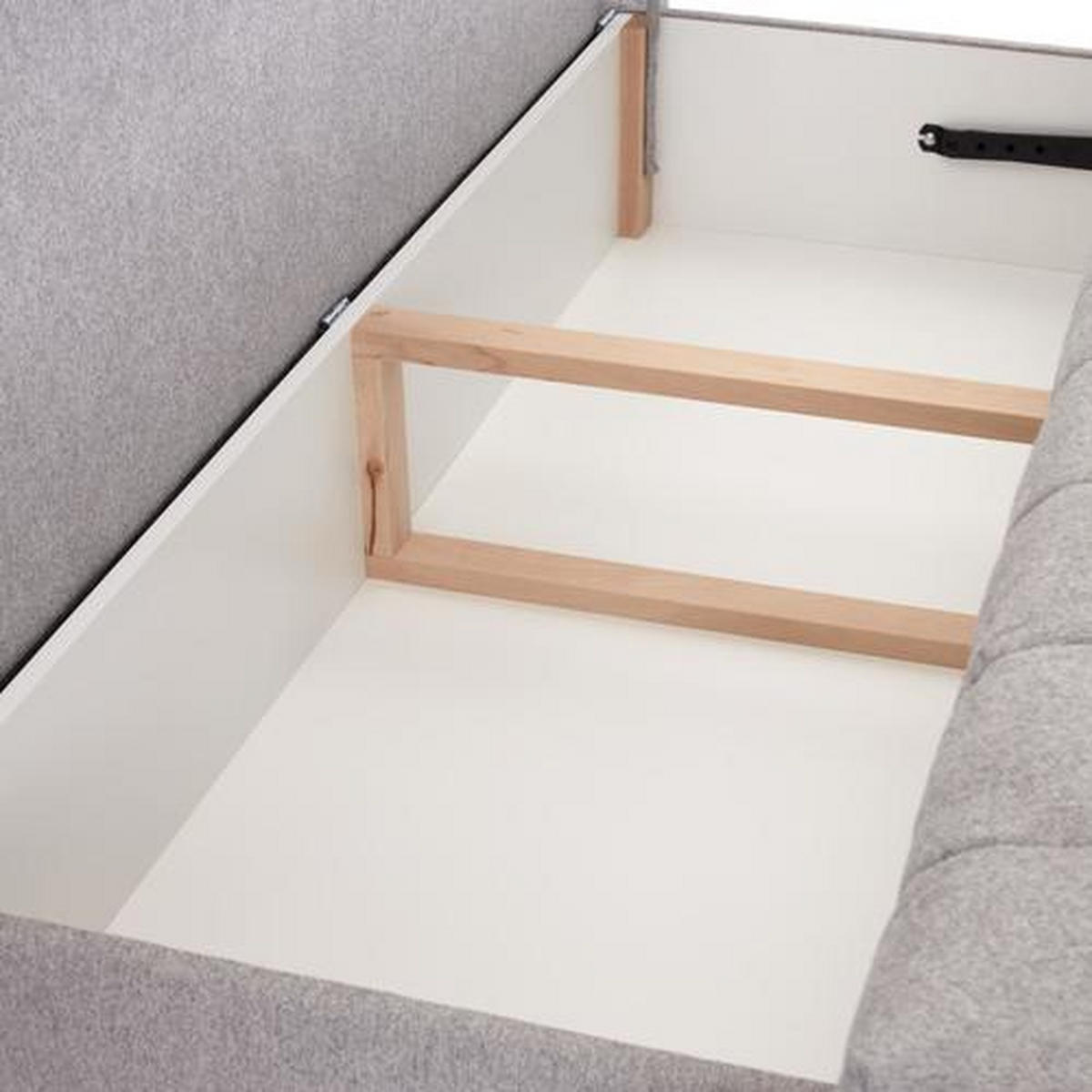 BOXSPRINGSOFA Webstoff Greige  - Greige/Schwarz, MODERN, Holz/Textil (208/102/96cm) - MID.YOU