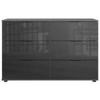 KOMMODE , 130/83/41 cm, 6 Schublade(n)  - Schwarz/Graphitfarben, KONVENTIONELL, Glas/Holzwerkstoff (130/83/41cm) - Boxxx