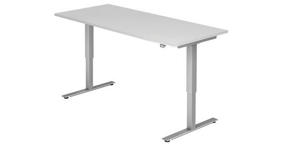 SCHREIBTISCH höhenverstellbar, in verschiedenen Holz-Dekoren erhältlich  - Silberfarben/Weiß, KONVENTIONELL, Holzwerkstoff/Metall (180/80/72-119cm) - Venda