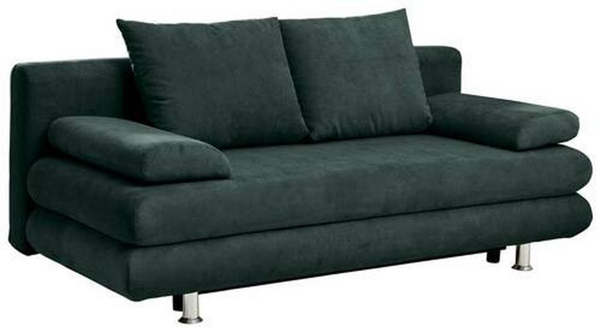 SCHLAFSOFA Mikrofaser Dunkelgrün  - Chromfarben/Dunkelgrün, Design, Kunststoff/Textil (196/74/90cm) - Carryhome