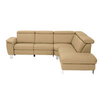 ECKSOFA in Echtleder Hellbraun  - Hellbraun/Alufarben, Design, Leder/Metall (271/239cm) - Cantus