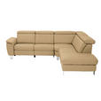 ECKSOFA in Echtleder Hellbraun 271/239 cm - Hellbraun/Alufarben, Design, Leder/Metall (271/239cm) - Cantus