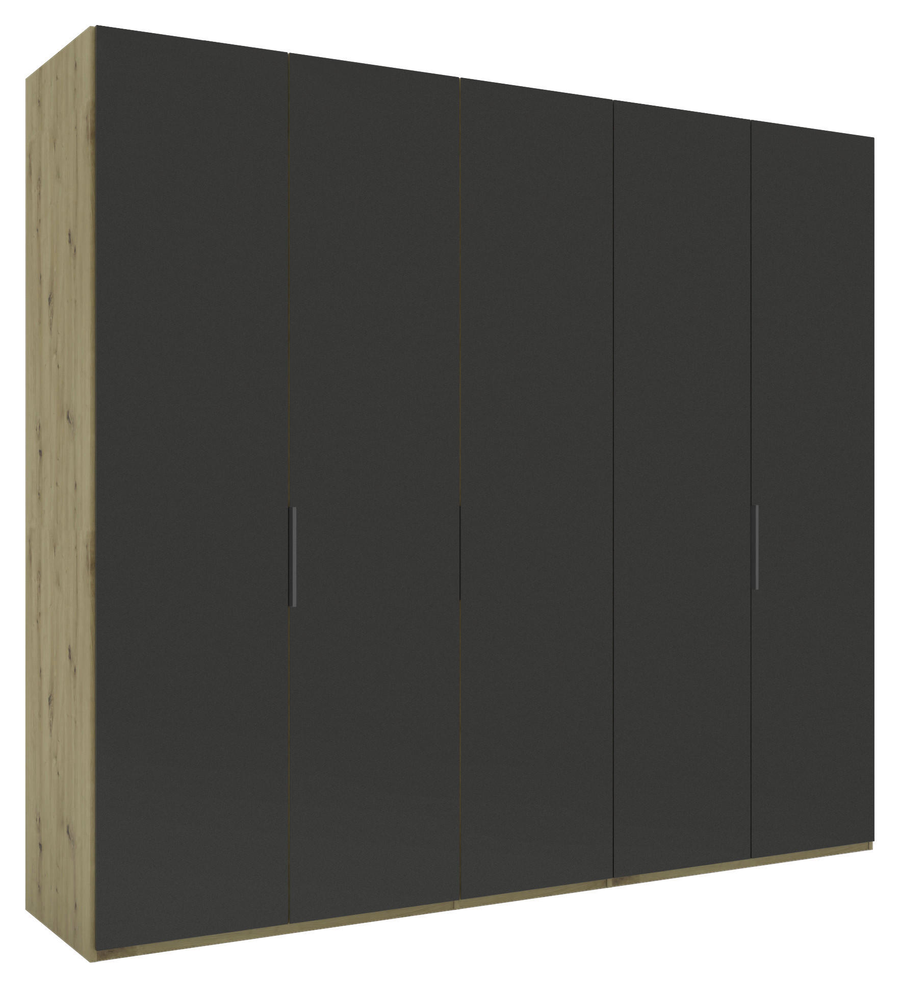 DREHTÜRENSCHRANK 250/223/62 cm 5-türig Anthrazit, Eiche Artisan  - Anthrazit/Schwarz, KONVENTIONELL, Glas/Holzwerkstoff (250/223/62cm) - Novel