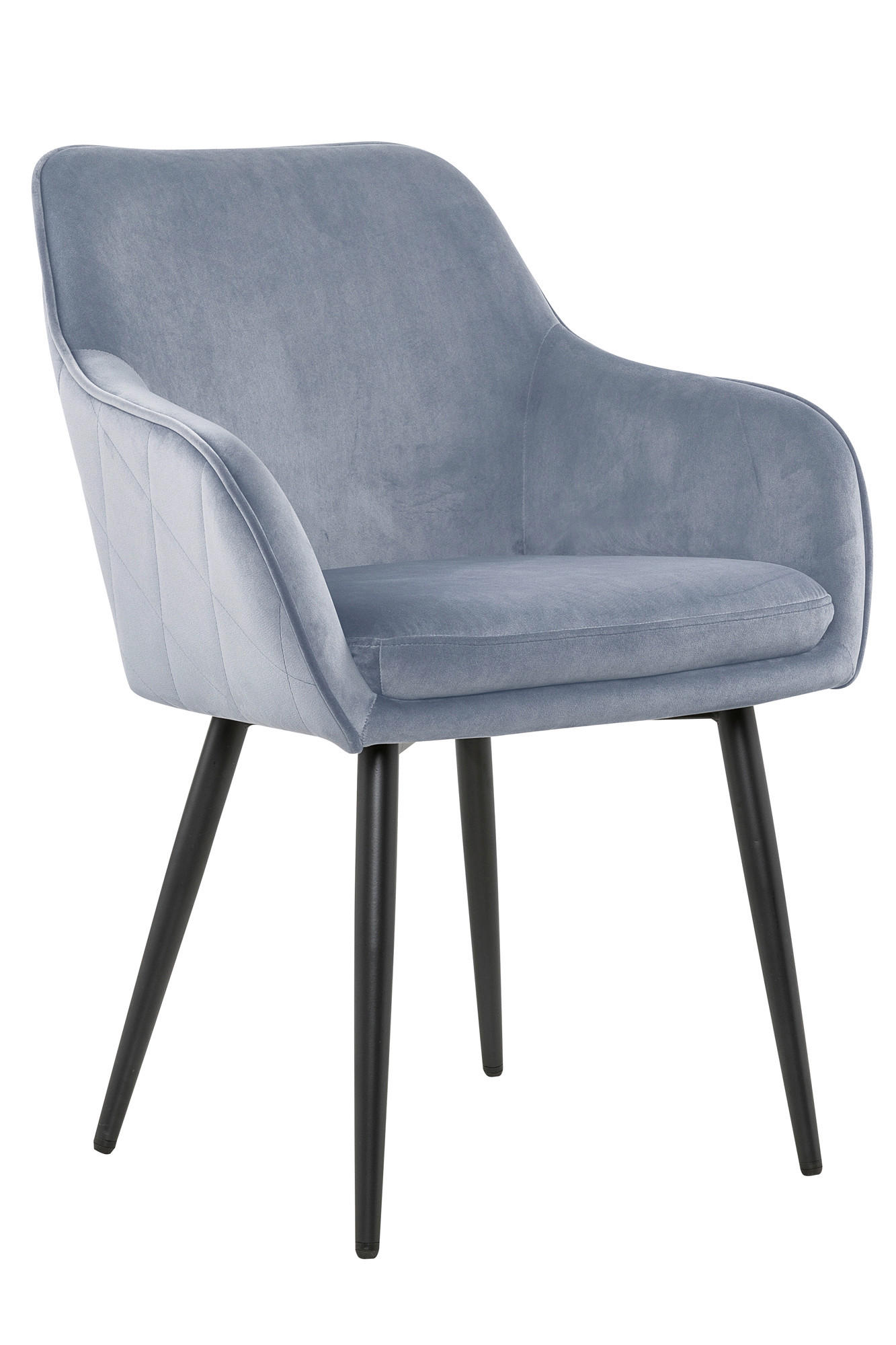 ARMLEHNSTUHL   Samt  - Hellgrau/Schwarz, MODERN, Textil/Metall (61/85/60cm) - Livetastic