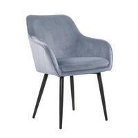 ARMLEHNSTUHL   Samt  - Hellgrau/Schwarz, MODERN, Textil/Metall (61/85/60cm) - Livetastic