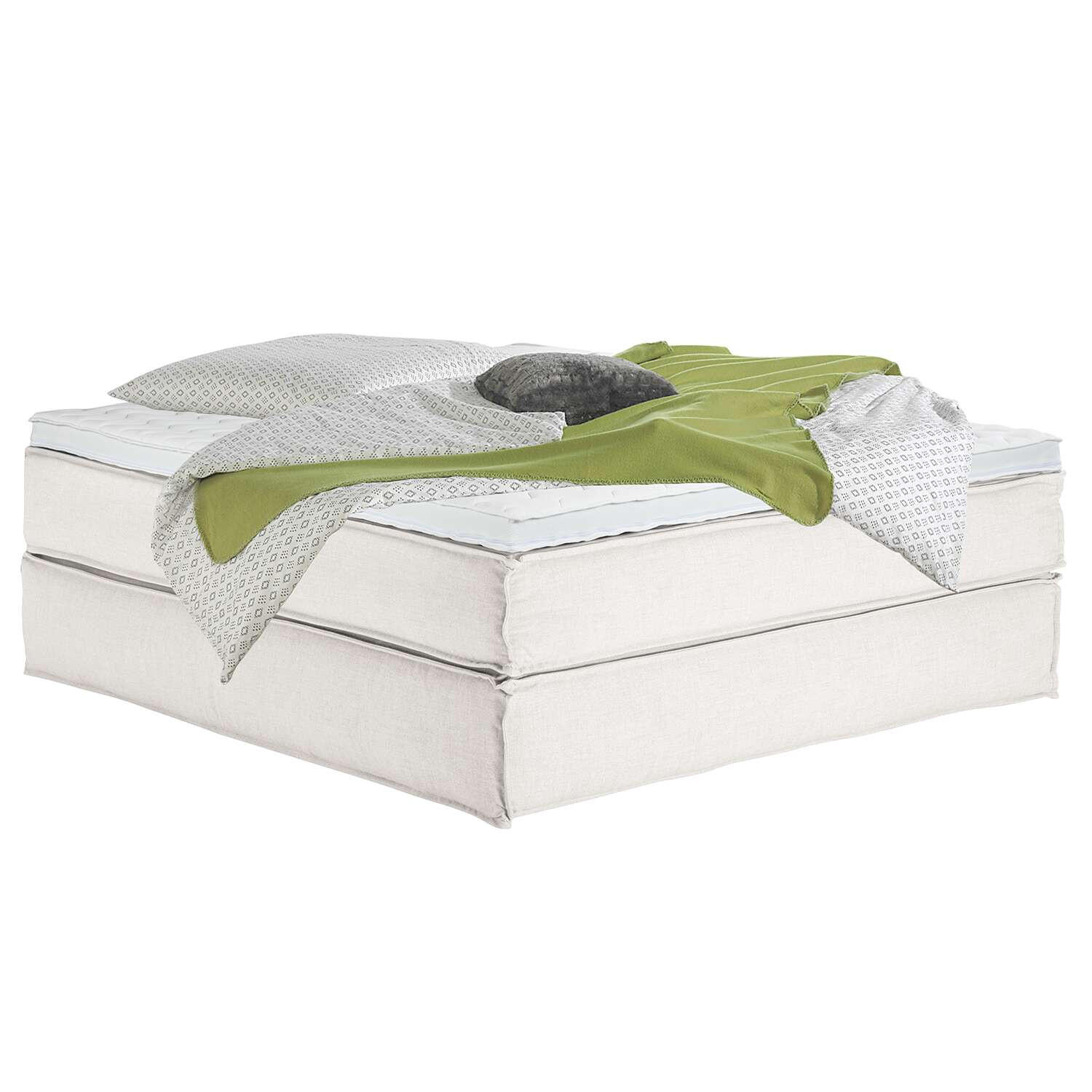 BOXSPRINGBETT 180/200 cm  in Creme  - Creme/Schwarz, Design, Textil (180/200cm) - home24