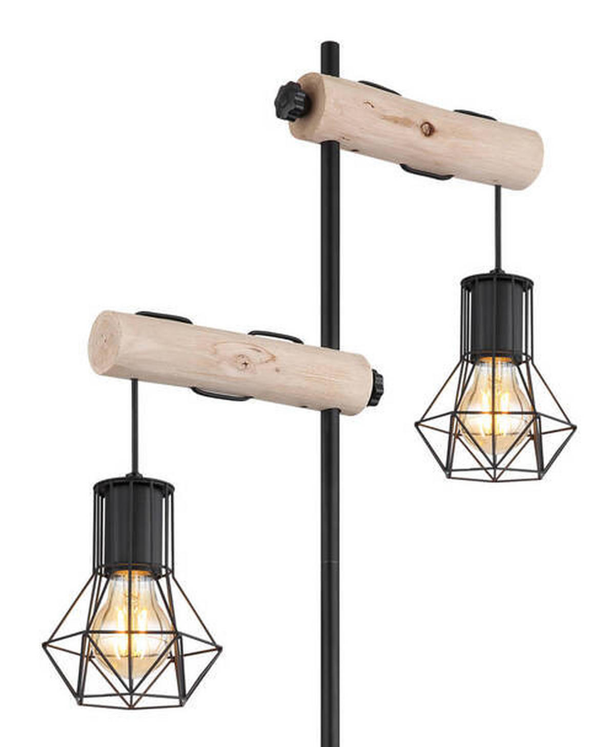 STEHLEUCHTE 48/25/168 cm    - Schwarz/Naturfarben, Natur, Holz/Metall (48/25/168cm) - Globo