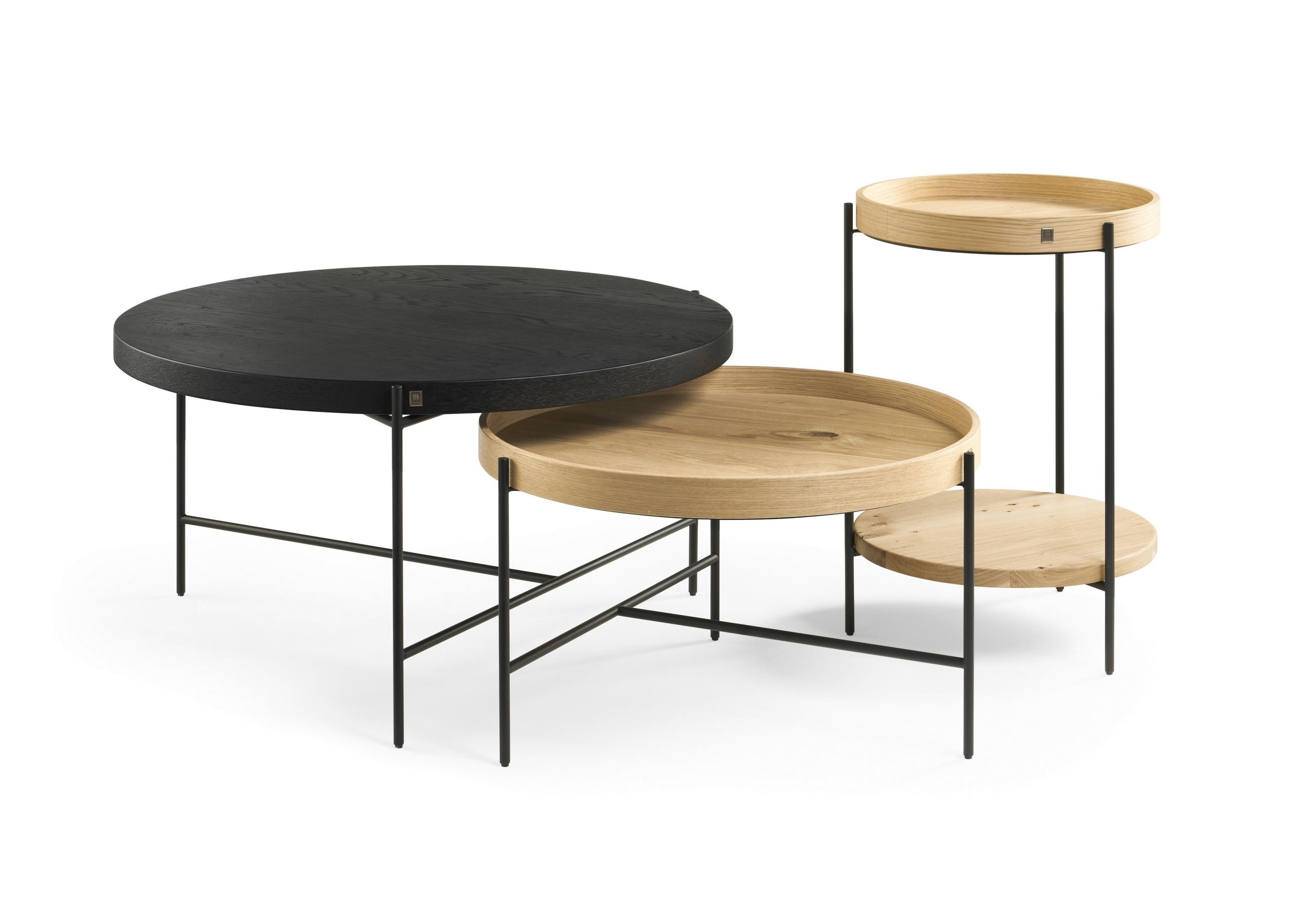 COUCHTISCH JUSTB! Wildeiche furniert 63/63/37 cm rund Anthrazit, Eichefarben  - Eichefarben/Anthrazit, Design, Holz/Metall (63/63/37cm) - Musterring