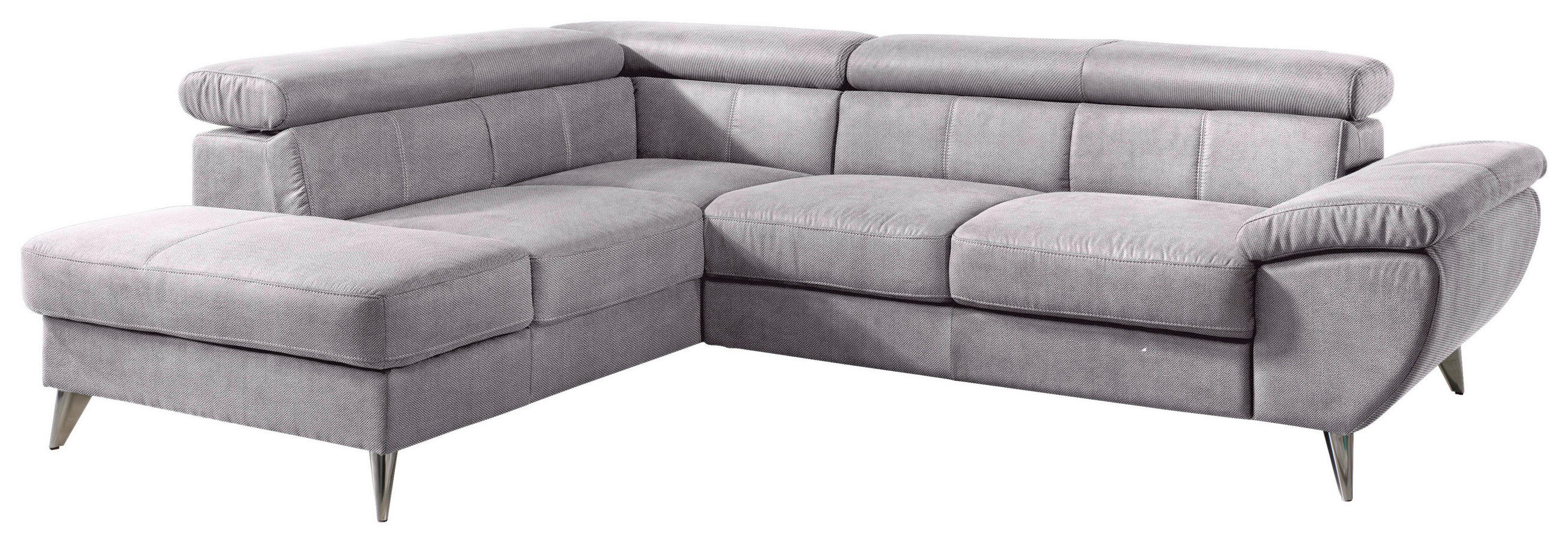 SAROKGARNITÚRA textil világosszürke  - világosszürke/krómszínű, Basics, textil/fém (207/75-93/260cm) - Welnova