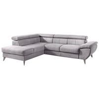 SAROKGARNITÚRA textil világosszürke  - világosszürke/krómszínű, Basics, textil/fém (207/75-93/260cm) - Welnova