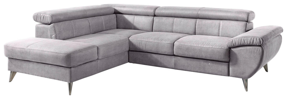 SAROKGARNITÚRA textil világosszürke  - világosszürke/krómszínű, Basics, textil/fém (207/75-93/260cm) - Welnova