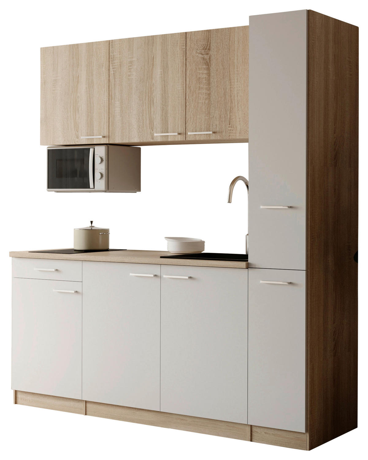 Bucătărie Standard  - alb/culoare lemn stejar, Design, plastic/material pe bază de lemn (180cm) - Respekta