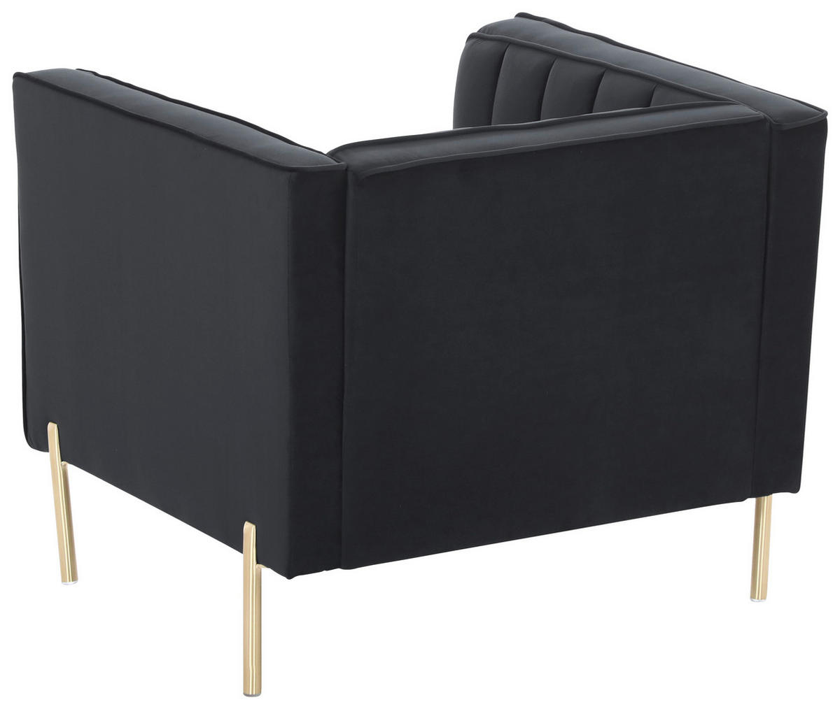 SESSEL in Samt Schwarz  - Goldfarben/Schwarz, Design, Textil/Metall (101/75/85cm) - Livetastic