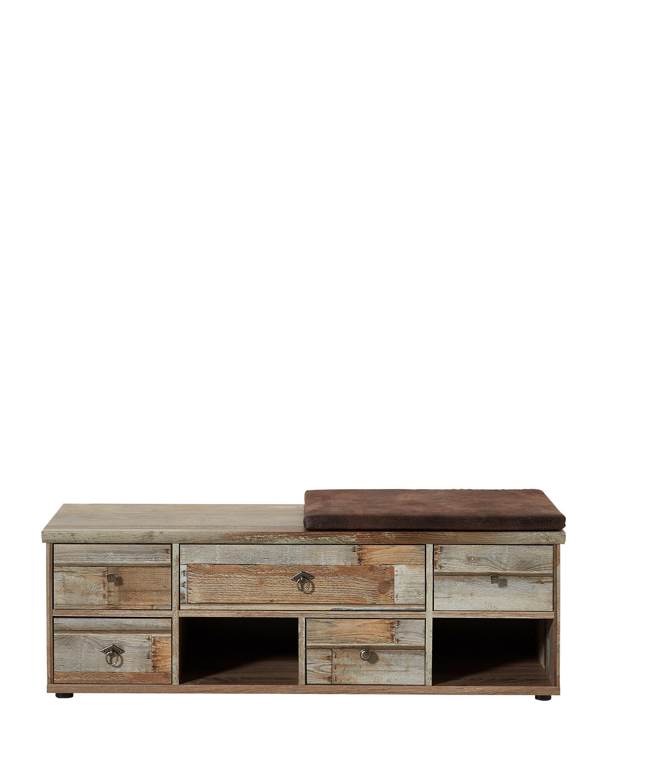 GARDEROBENBANK Braun - Zinkfarben/Schwarz, Trend, Textil/Metall (130/47/40cm)